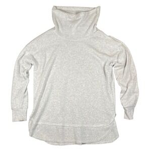 Ocean Drive Women Light Grey Cowl Neck Long Sleeve Tunic Top Sweater Size L *Pic